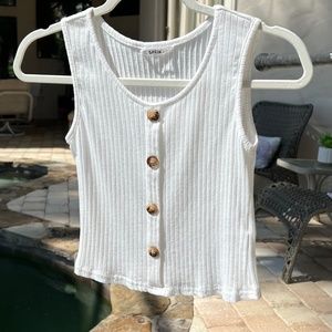 Sleeveless Cream Ribbed Top